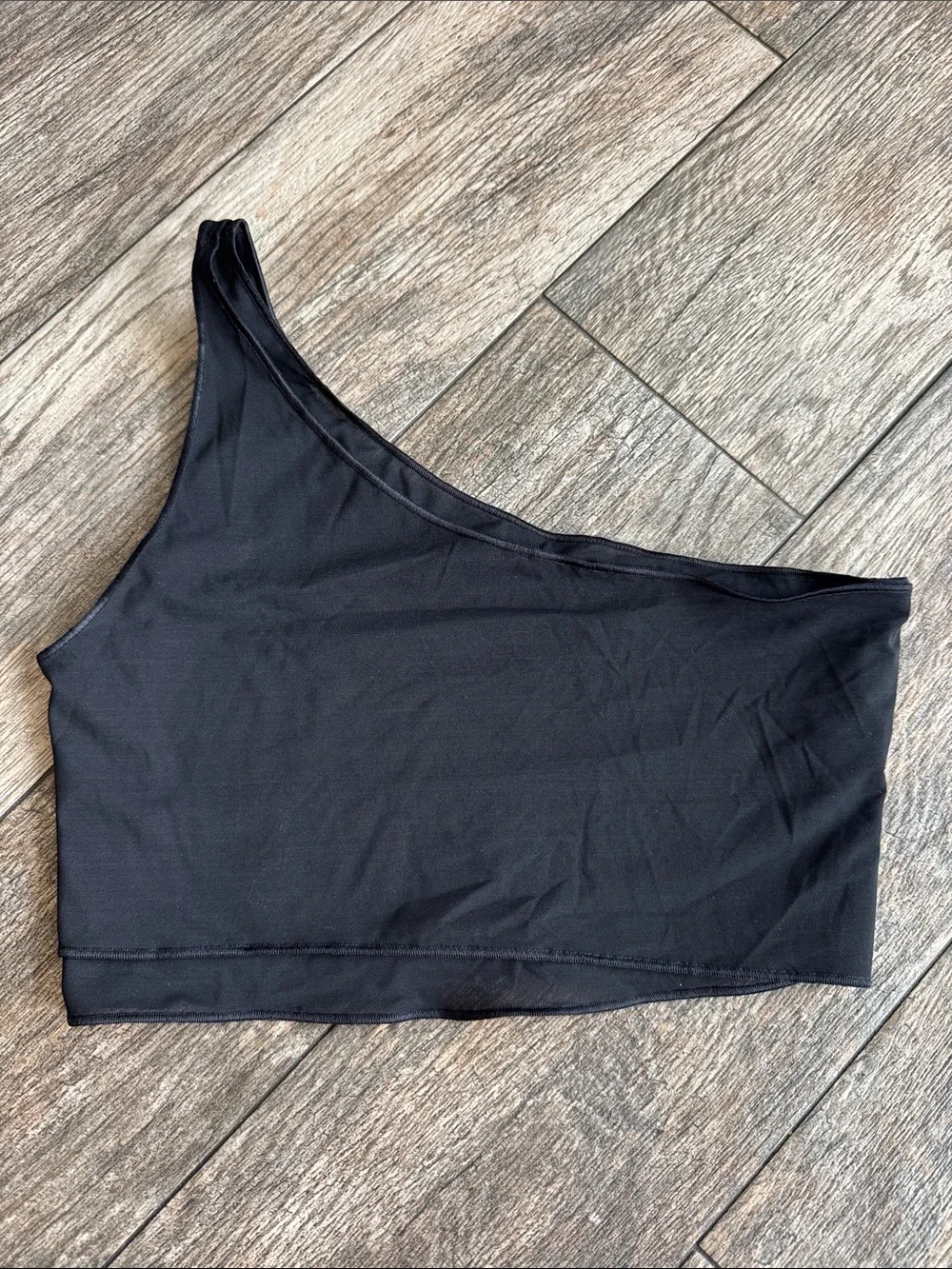 ALO Yoga One-Shoulder Black Crop Tank